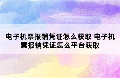 电子机票报销凭证怎么获取 电子机票报销凭证怎么平台获取